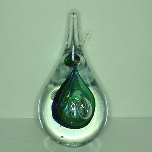 Handmade Crystal Paperweight Poland 26pbo Artist Signed Tag Desk Accessory Decor